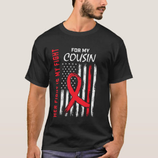 Roter Herz-Krankheitsbewusstseinsflagge Cousin Unt T-Shirt