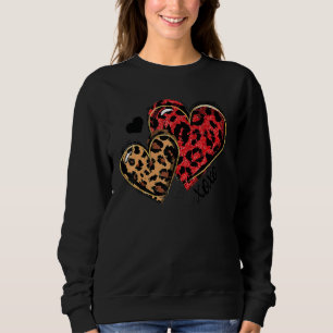 Roter Herz Leopard Valentinstag Frauen Mädchen Top