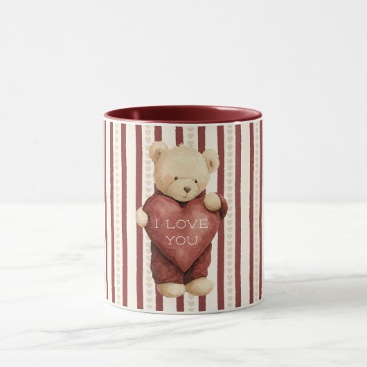 Roter Herz-Liebesbär Tasse (Zentrum)