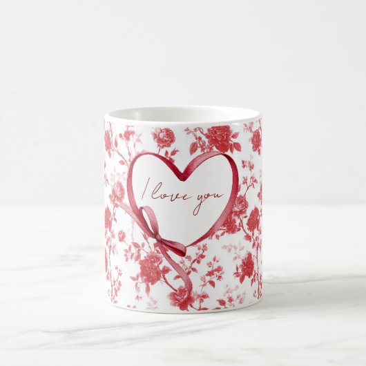 Roter Herz-Liebesbogen Kaffeetasse (Mittel)