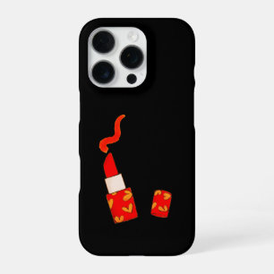 Roter Herz-Lippenstift im Pop-Art-Design iPhone 16 Pro Hülle
