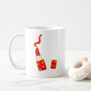 Roter Herz-Lippenstift im Pop-Art-Design Kaffeetasse