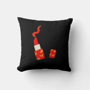 Roter Herz-Lippenstift im Pop-Art-Design Kissen
