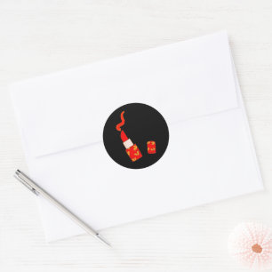 Roter Herz-Lippenstift im Pop-Art-Design Runder Aufkleber