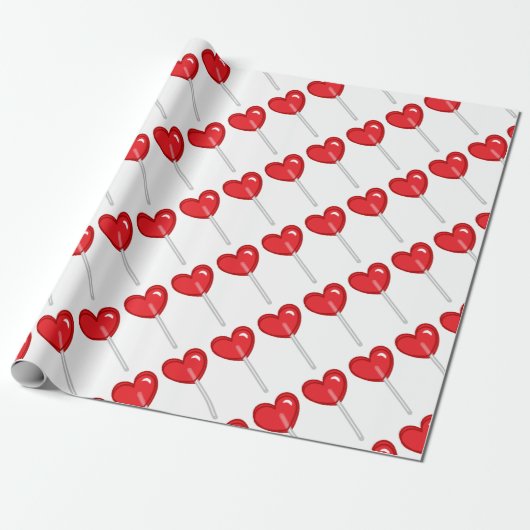 roter Herz-Lutscher Geschenkpapier (Ungerollt)