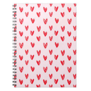 Roter Herz Muster Notizbuch Notizblock