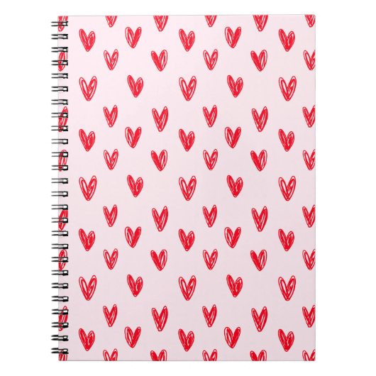 Roter Herz Muster Notizbuch Notizblock (Vorderseite)