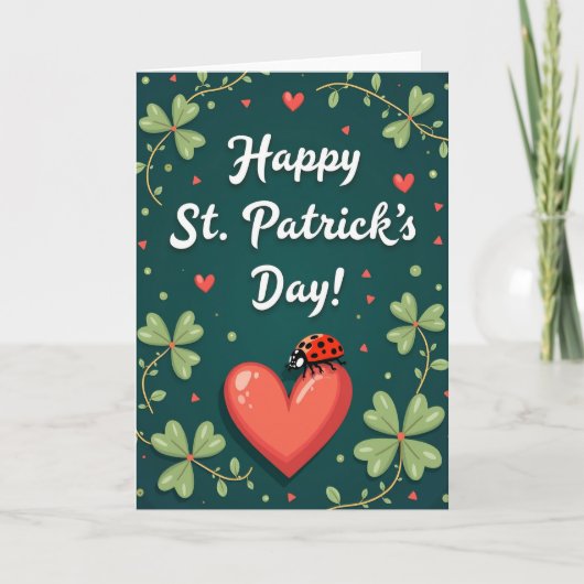 Roter Herz Muster St. Patrick Karte (Vorderseite)