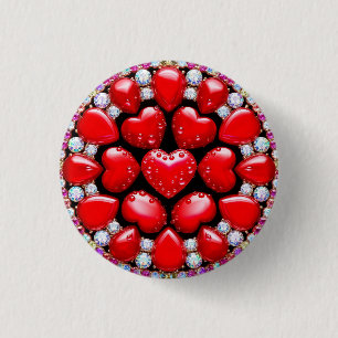 Roter Herz-Schmuckkreis Button