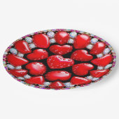 Roter Herz-Schmuckkreis Pappteller (Schrägansicht)