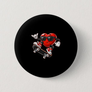 Roter Herz Skateboarding Valentinstag Kleinkind Button