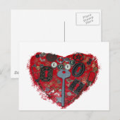 Roter Herz-Steampunk Postkarte (Vorne/Hinten)
