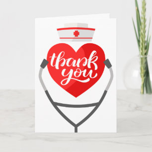 Roter Herz Stethoskop Krankenschwester Danke Karte
