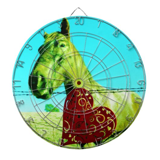 Roter Herz und Pferd Dartscheibe (vorne)