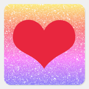 Roter Herz-Valentinstag Rosa Roségold Glitter Quadratischer Aufkleber