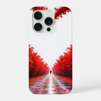 Roter Herz-Waldweg – Herbstliebe-Naturdesign iPhone 15 Pro Hülle