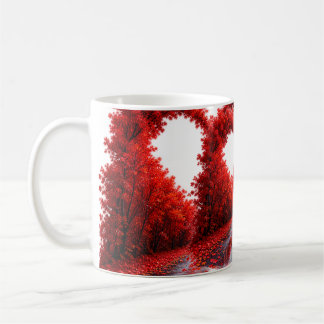 Roter Herz-Waldweg – Herbstliebe-Naturdesign Kaffeetasse
