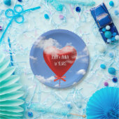 Roter Herzballon in Wolken zum 70. Jahrestag Pappteller (Party)