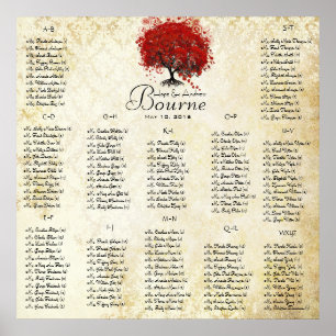 Roter Herzbaum - 100 bis 150 Gäste - alphabetisch Poster