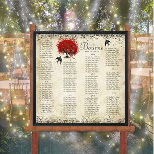 Roter Herzbaum - 100 bis 150 Gäste - alphabetisch Poster