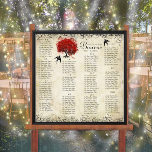 Roter Herzbaum - 100 bis 150 Gäste - alphabetisch Poster