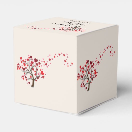 Roter Herzbaum auf der Gastgeschenk Hochzeit Elfen Geschenkschachtel (Rückseite)