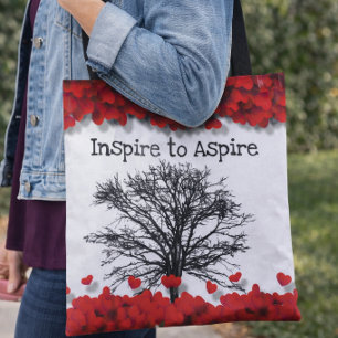 Roter Herzbaum Inspirierendes Zitat Romantische Ku Tasche