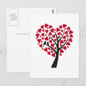 Roter Herzbaum mit Liebesvögeln Postkarte (Vorne/Hinten)