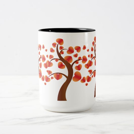 Roter Herzbaum Zweifarbige Tasse (Mittel)
