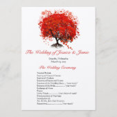 Roter Herzblatt-Baum-Hochzeitsprogramm Programm (Vorderseite)