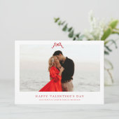 Roter Herzbogen-Happy-Valentinstag-Foto Feiertagskarte (Stehend Vorderseite)