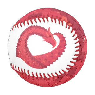 Roter Herzdrache auf Weiß Baseball