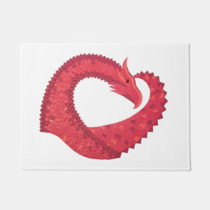 Roter Herzdrache auf Weiß Fußmatte