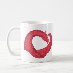 Roter Herzdrache auf Weiß Kaffeetasse