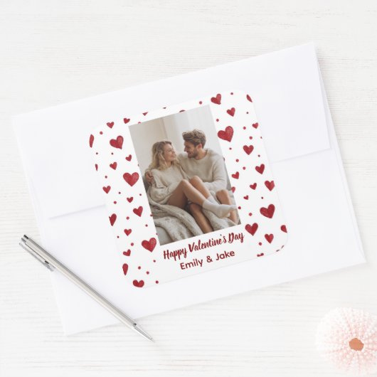 Roter Herzen Muster Valentinstag Aufkleber (Umschlag)
