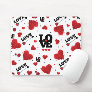Roter Herzen Muster Valentinstag Mousepad