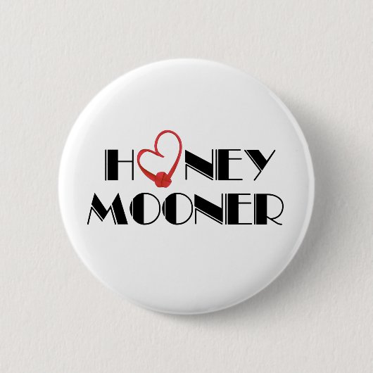 Roter HerzHoneymooner Button (Vorderseite)