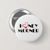 Roter HerzHoneymooner Button (Vorne & Hinten)