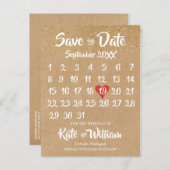 Roter Herzkalender der Russel Ankündigungspostkarte (Vorne/Hinten)