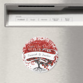 Roter Herzleaf Baum Save the Date unter Sternen Magnet (In Situ (Geschirrspüler))