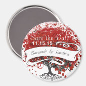 Roter Herzleaf Baum Save the Date unter Sternen Magnet (Vorderseite/Rückseite)