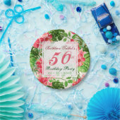 Roter Hibiskus 50. Geburtstagsparty Papiertafel Pappteller (Party)
