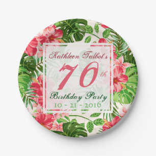 Roter Hibiskus 70. Geburtstagsparty Papiertafel Pappteller