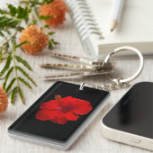 Roter Hibiskus auf Schwarz - angepasste Vorlage Schlüsselanhänger (Vorderseite rechts)