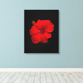 Roter Hibiskus auf Schwarz - Maßgeschneiderte Vorl Leinwanddruck (Insitu (Holzboden))