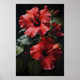 Roter Hibiskus Blume Art Print Poster