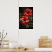 Roter Hibiskus Blume Art Print Poster (Küche)