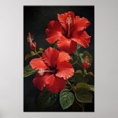 Roter Hibiskus Blume Art Print Poster (Vorne)