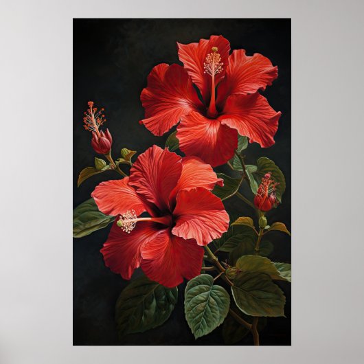 Roter Hibiskus Blume Art Print Poster (Vorne)