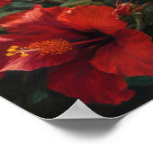 Roter Hibiskus Blume Art Print Poster (Ecke)